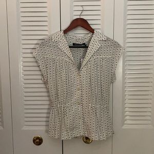 Calvin Klein ivory blouse with a blue flowers